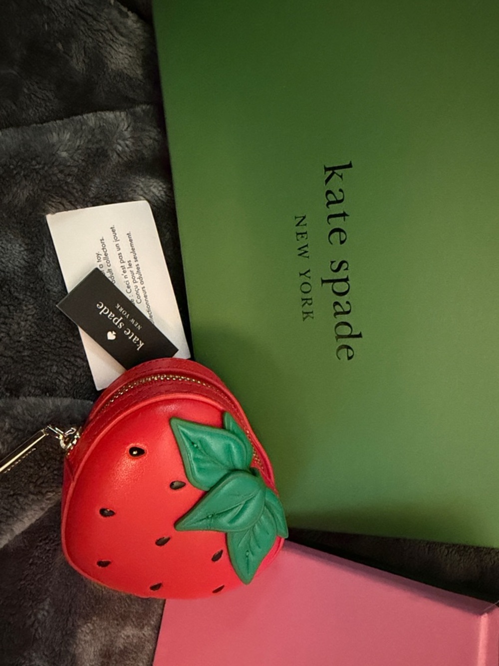 kate spade Red Strawberry Mini Coin Pouch/purse tag *nwt - Picture 3 of 4